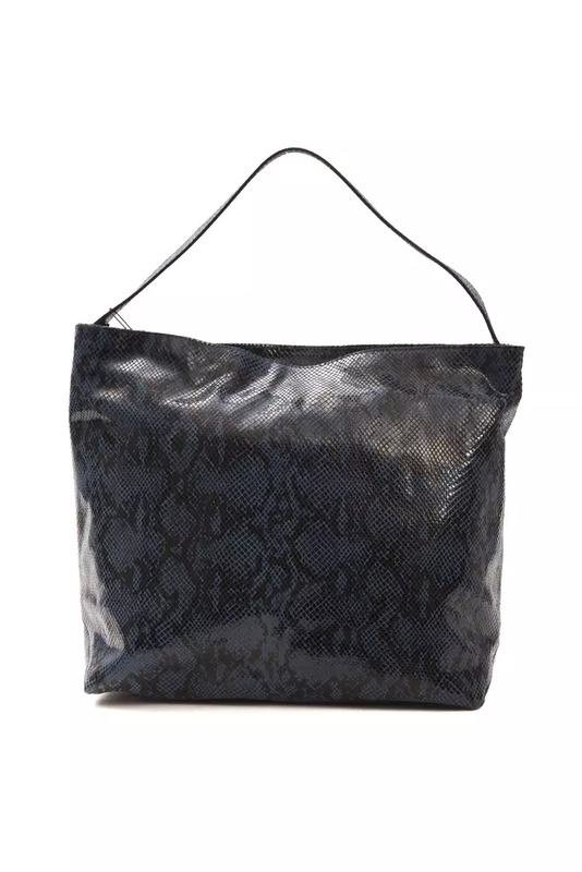 Blue leather women shoulder bag-null