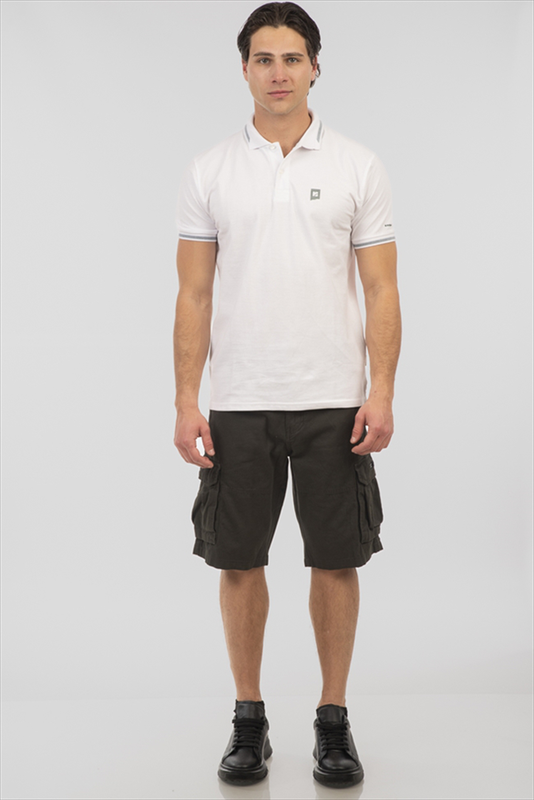 Rebase polo pique melange collar logo-null