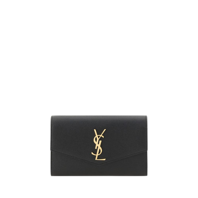 Black calf leather bos taurus clutch bag, Black, medium