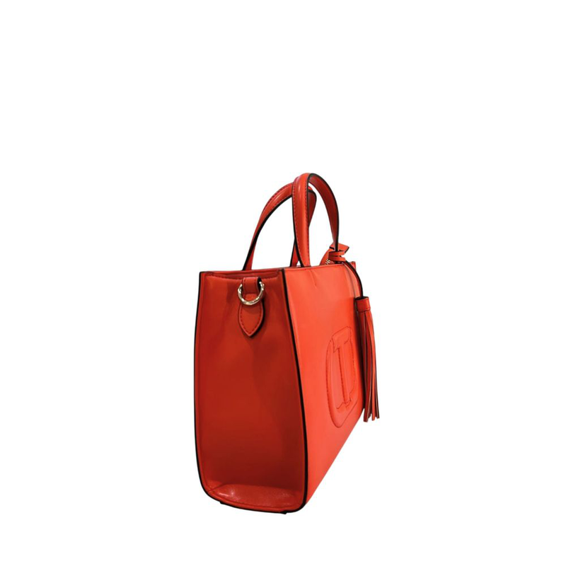 Orange faux leather women handbag-null