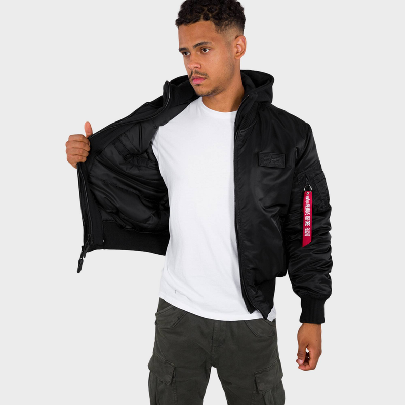 Zip hood back print jacket-null