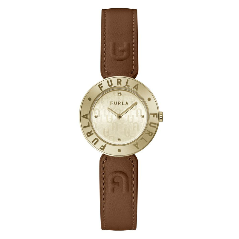 Brown leather dress watch-null