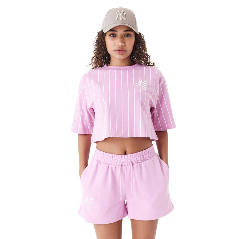 New era pinstripe womens crop t-shirt-null