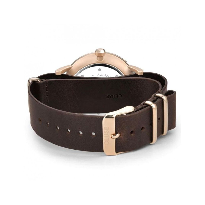 Brown leather dress watch-null
