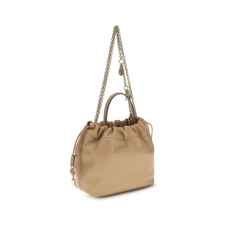 Beige lamb ovis aries aries shoulder bag-null