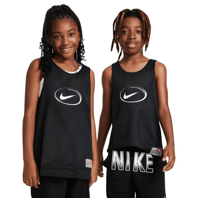 Kids culture of basketball reversible jersey tank, Black / White, medium
