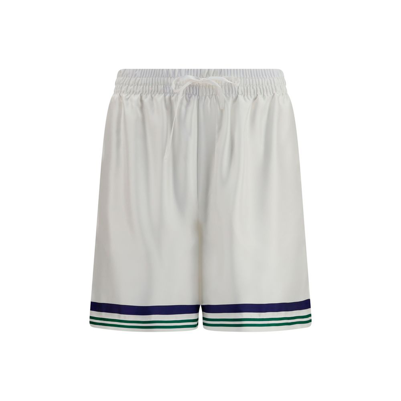 White silk bermuda shorts-null