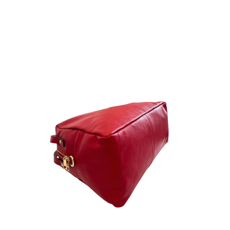 Red leather women shoulder bag-null