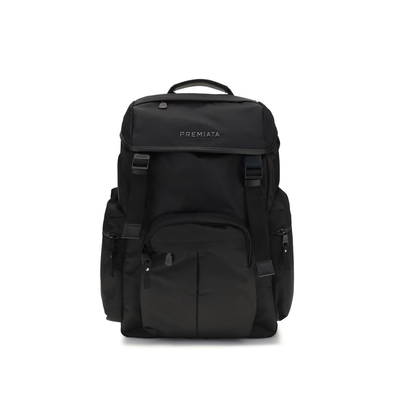 Black nylon backpack-null