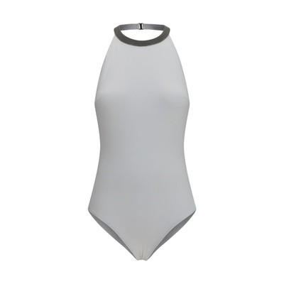 White polyamide one-piece swimsuit, White, medium