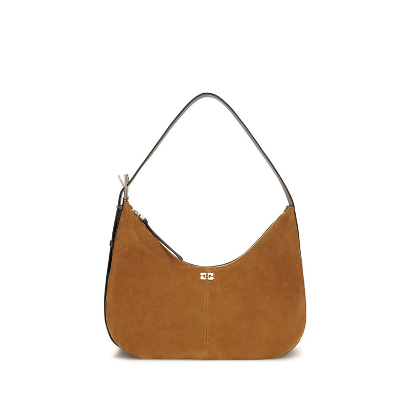 Brown recycled polyester shoulder bag-null