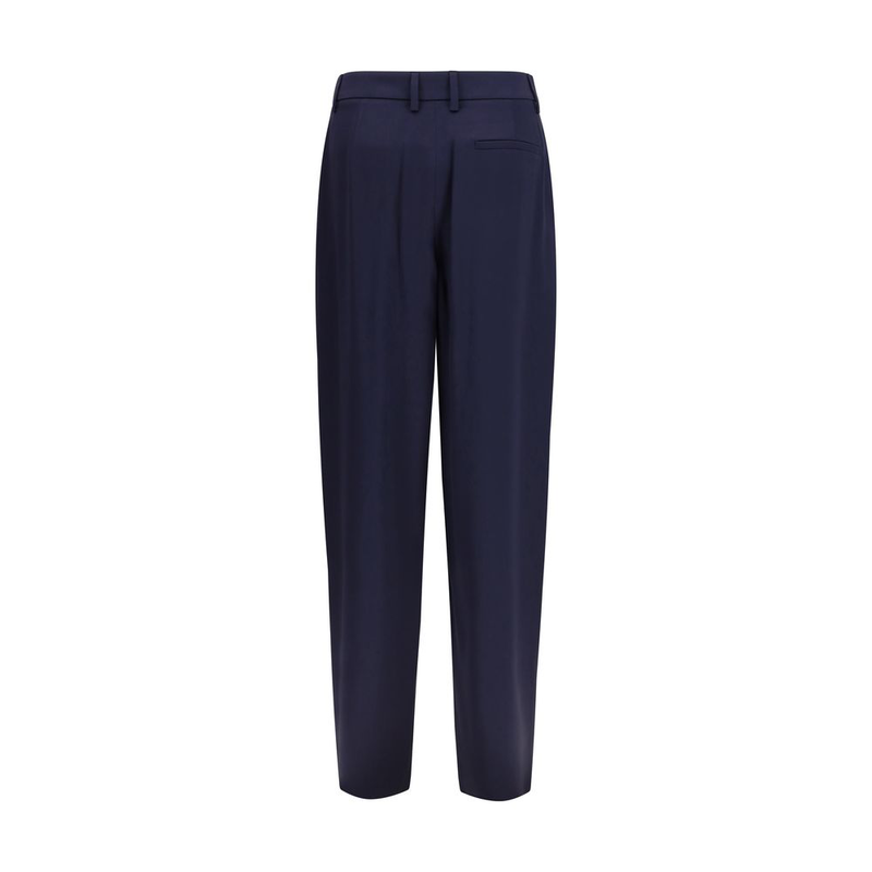 Blue silk casual pants-null
