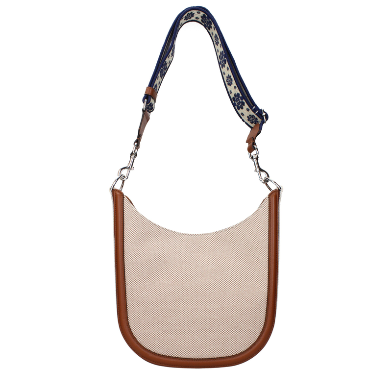 Beige fabric crossbody bag-null