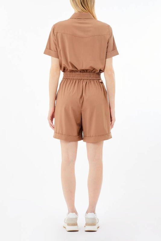Liu Jo stretch bamboo-blend short-sleeve playsuit with zip-null