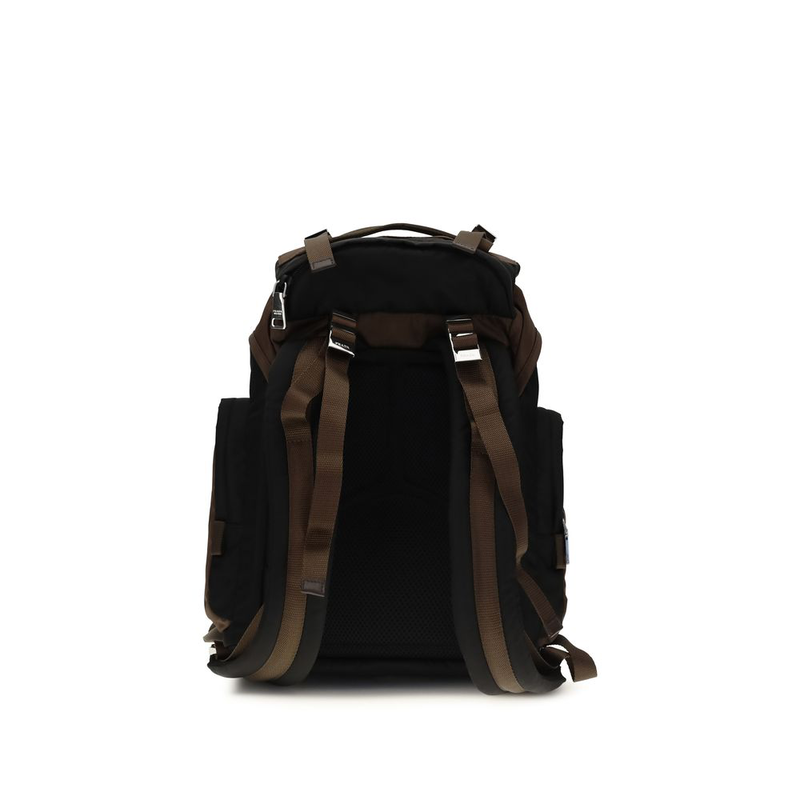 Brown recycled polyamide backpack-null