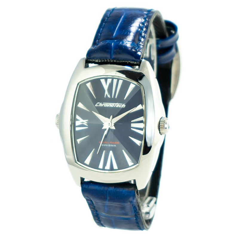 Black leather dress watch-null