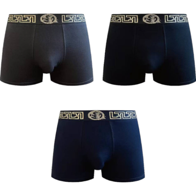 3 pcs mens boxer briefs  modern with external rubber #h01-3x3, Assorte, medium