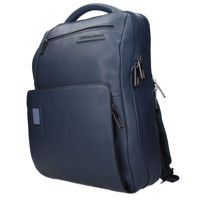 Blue leather backpack-null