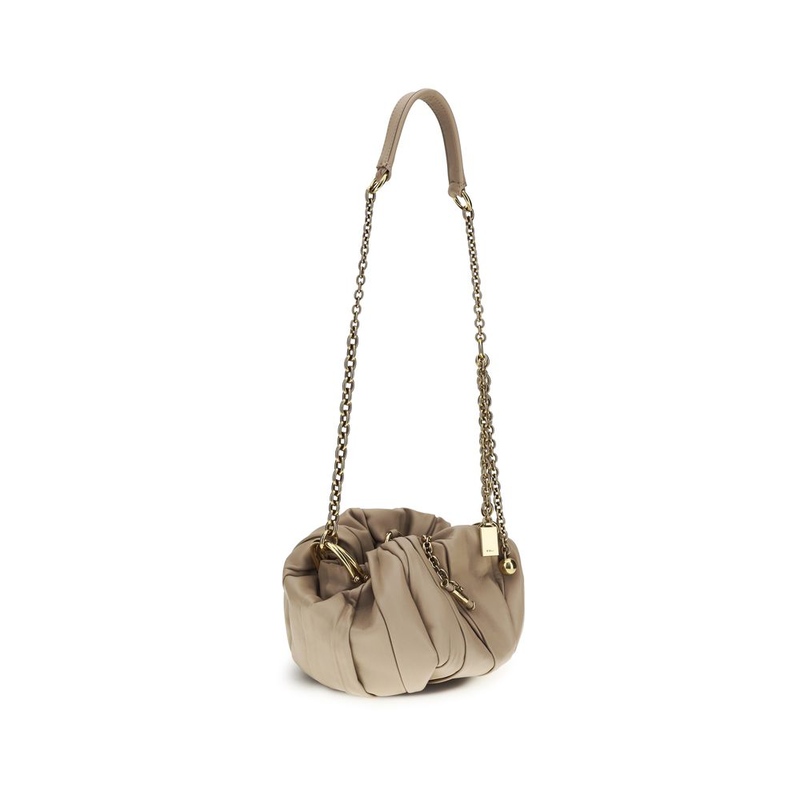 Beige lamb ovis aries aries shoulder bag-null