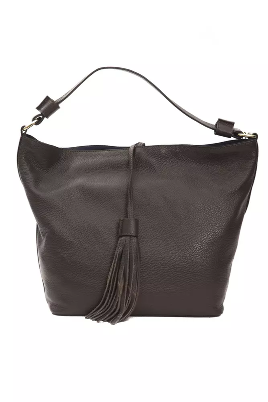 Brown leather women shoulder bag-null