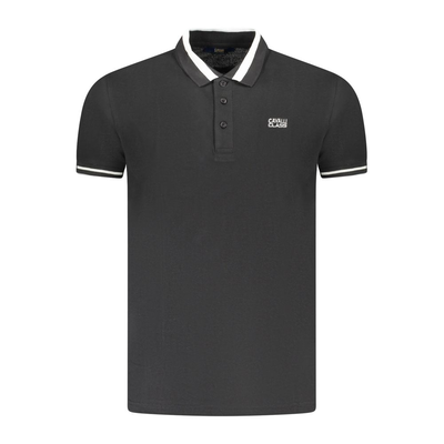 Black cotton men polo, Black, medium