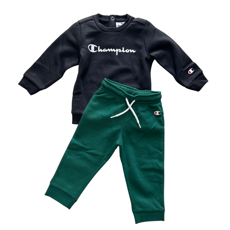 Champion infant boys crewneck suit tracksuit set black 307327-kk001-null