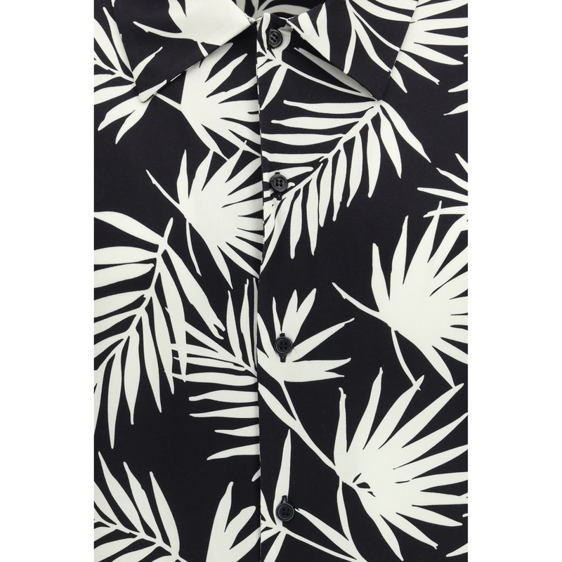 Black viscose pattern shirt-null