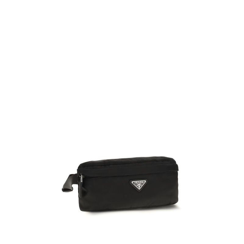 Black recycled polyamide clutch bag-null