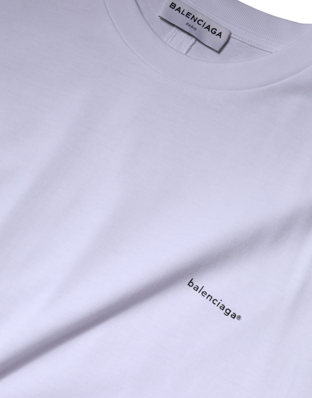 White logo cotton crew neck short sleeves t-shirt-null