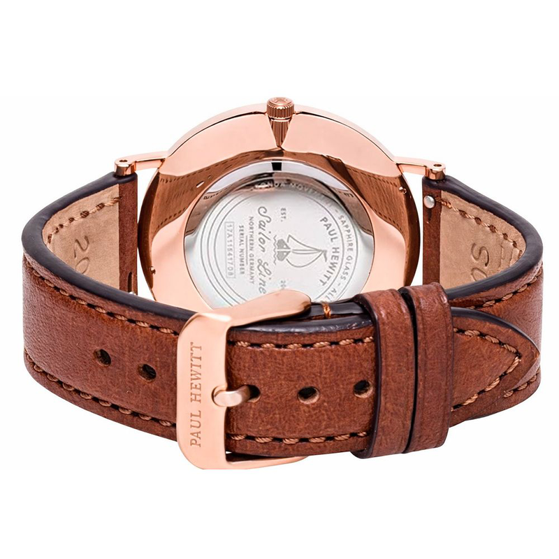 Brown leather dress watch-null