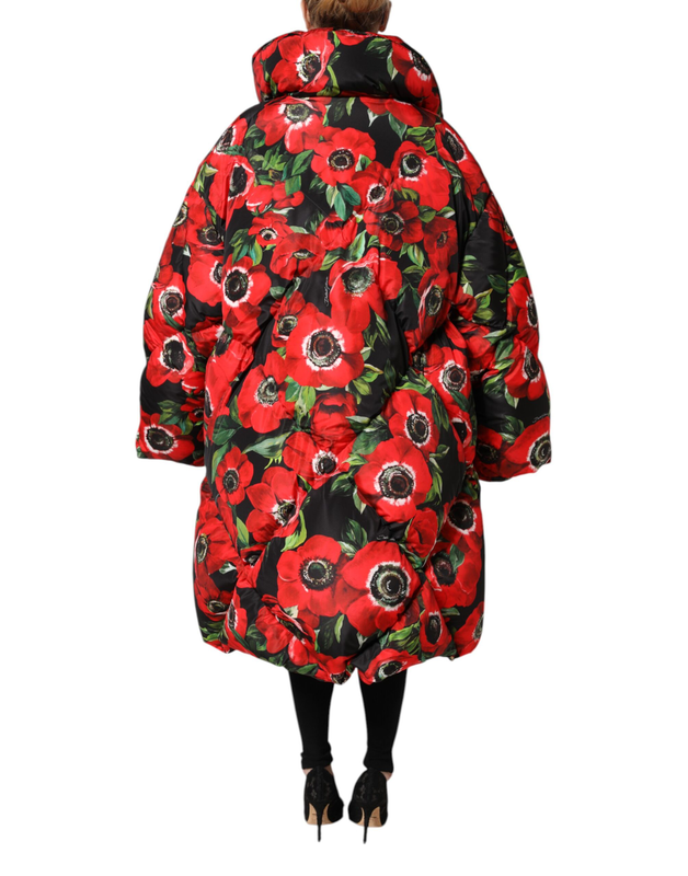Multicolor floral full zip padded jacket-null