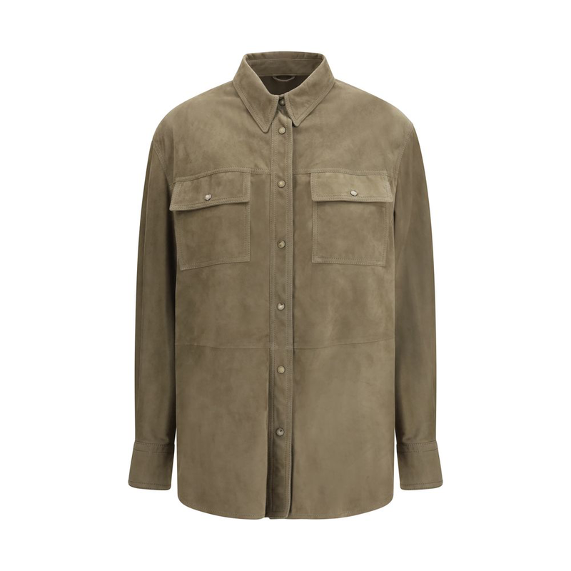 Bicolor calf leather bos taurus dress shirt-null