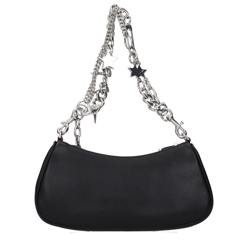 Black leather shoulder bag-null