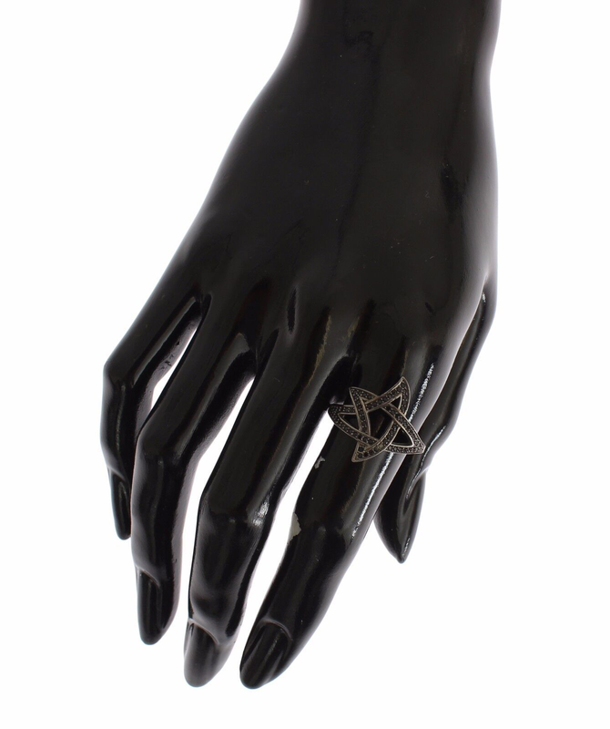 Black cz rhodium 925 silver womens ring-null