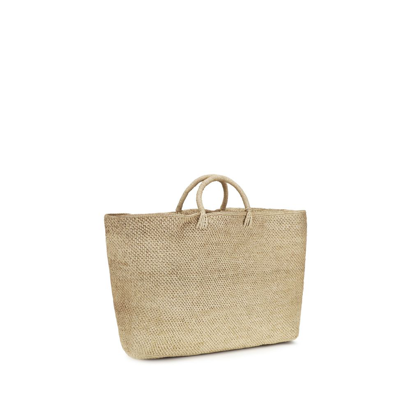 Beige raffia handbag-null
