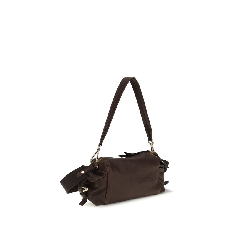 Brown napa leather / calf bos taurus shoulder bag-null