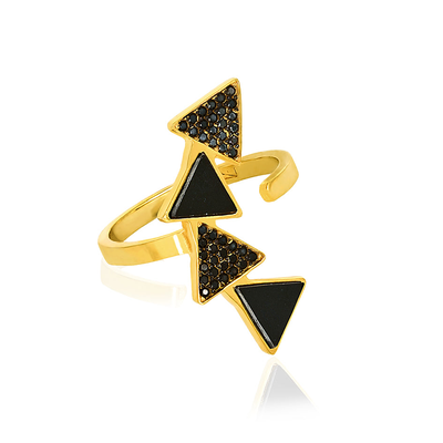Hestia exclusive open ring, Black Enamel, medium