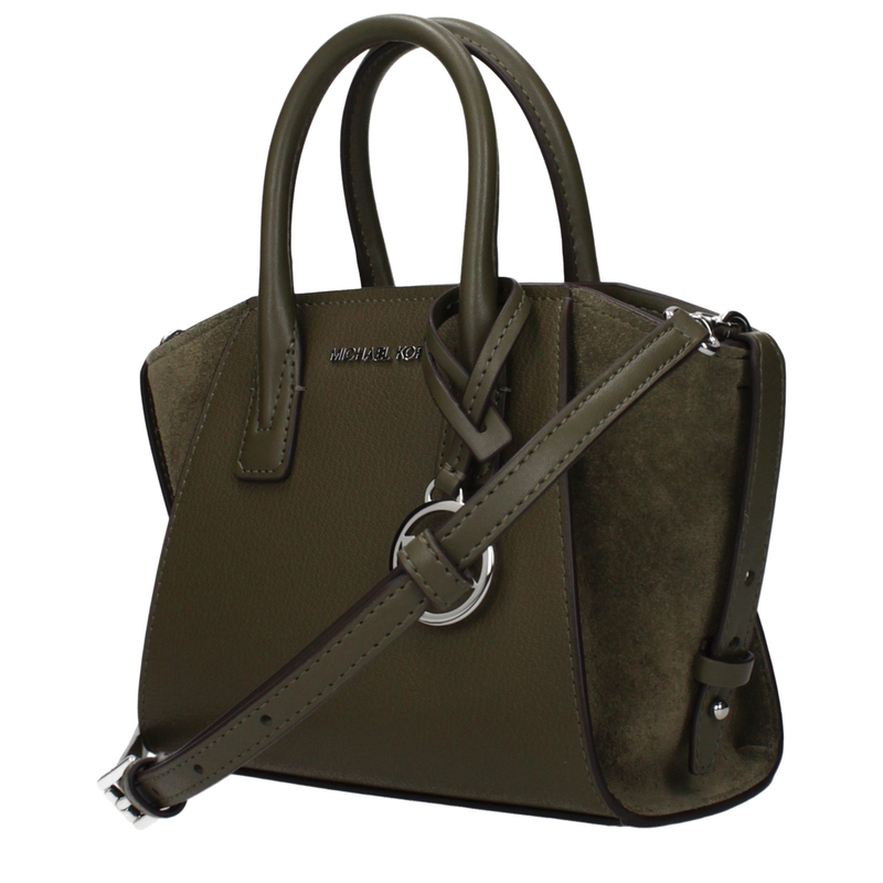 Green leather handbag-null