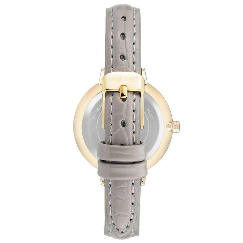 Gray leather dress watch-null