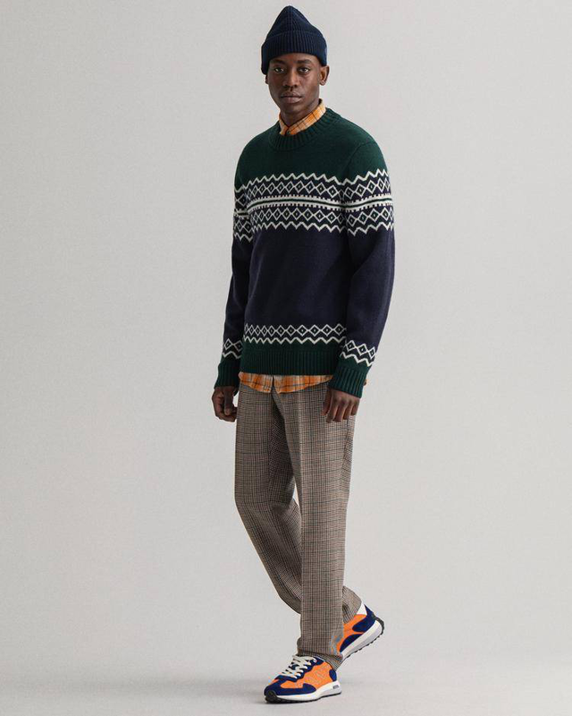 Holiday fair isle c-neck.evening blue.πλεκτο-null