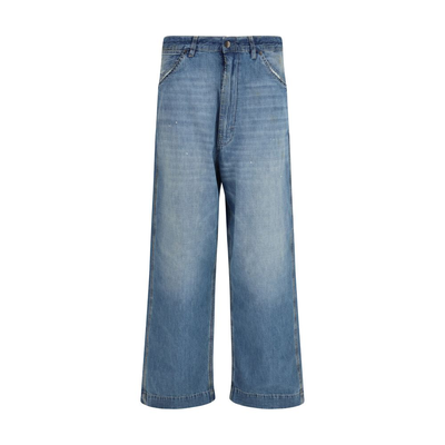 Blue cotton relaxed fit jeans, Blue, medium