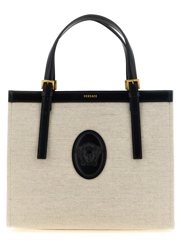 Beige leather tote bag-null