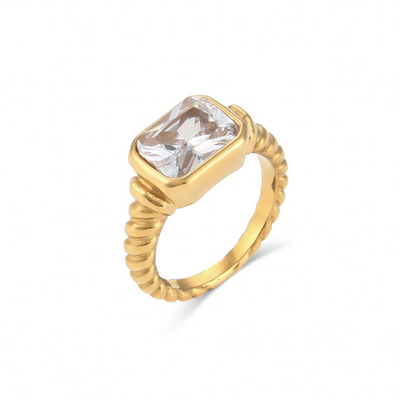 Braided zircon ring, White Zircon, medium