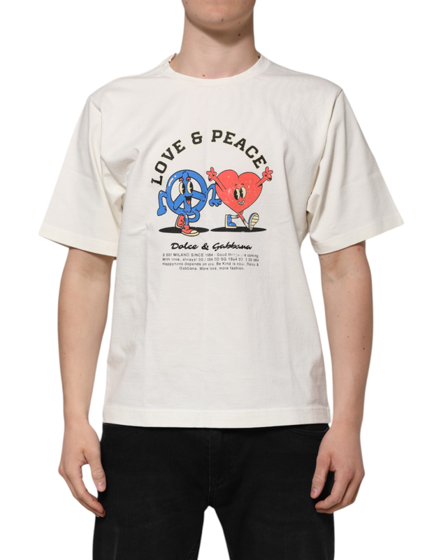 White love peace cotton men crew neck t-shirt-null