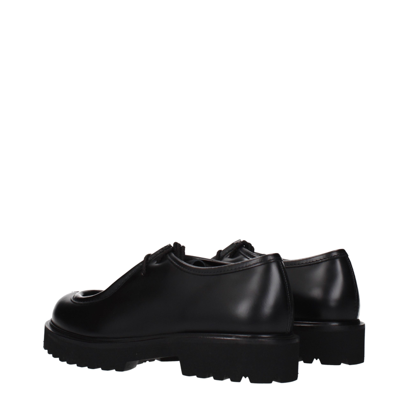 Black leather oxfords and derbies-null