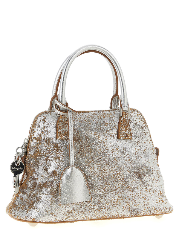 Silver lambskin handbag-null