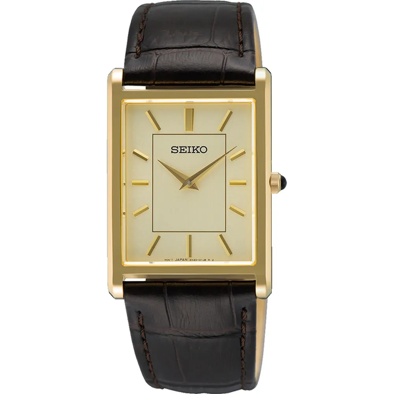 Seiko swr106p1 men's quartz watch with sapphire crystal gold tone-null