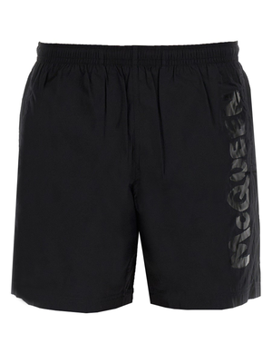 Alexander mcqueen graffiti logo swimsuit, Black, medium