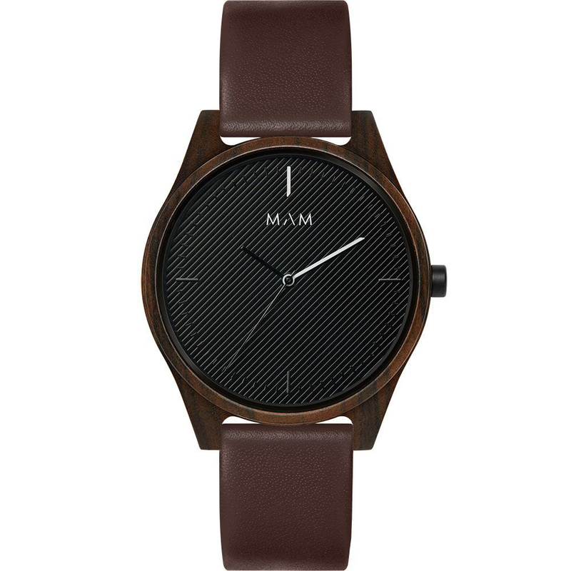 Brown leather dress watch-null