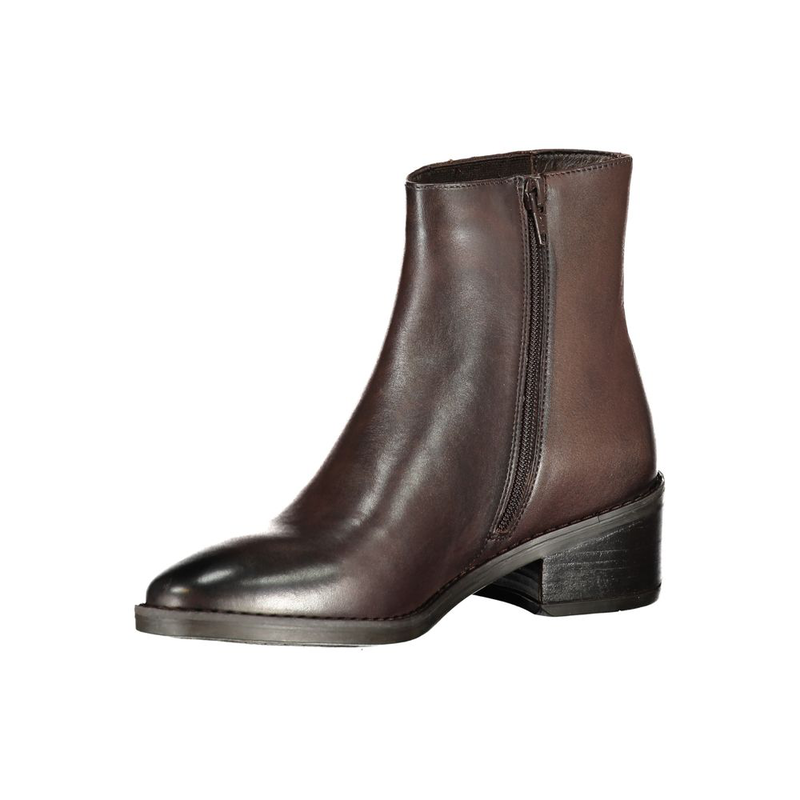 Marrone leather women ankle boot-null